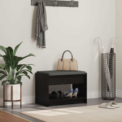 vidaXL Predsieňová lavica s vankúšom Čierny Dub 63 x 38 x 45 cm