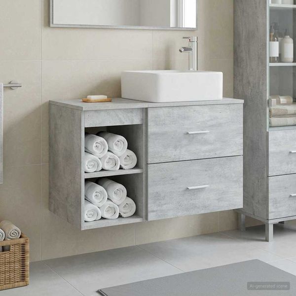vidaXL Sada kúpeľňového nábytku 2 pcs Betónovo sivá Kompozitné drevo
