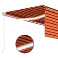 vidaXL Ručne zaťahovacia markíza s tienidlom a LED 4x3m oranžovo-hnedá