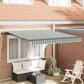 vidaXL Sklopná markíza Zelená a biela 300 x 250 cm Tkanina a hliník