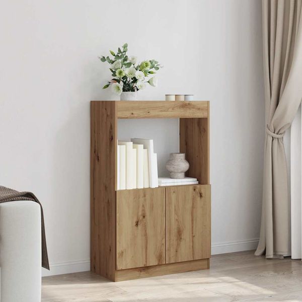 vidaXL Vysoká skrinka dub artisian 63x33x100 cm kompozitné drevo