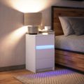 vidaXL Nočný stolík s LED svetlami biely kompozitné drevo