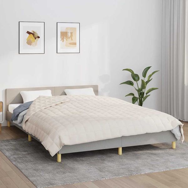 vidaXL Záťažová prikrývka bledokrémová 220x235 cm 15 kg látka
