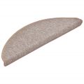 vidaXL Schodové rohože 15 ks 56x17x3 cm svetlohnedé polkruhové