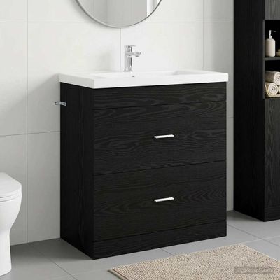 vidaXL Skriňa pod umývadlo do kúpeľne Čierny dub 78,5 x 37,5 x 81 cm