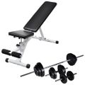 vidaXL Posilňovacia lavica so sadou činiek barbell a dumbbell 30,5 kg