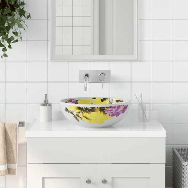 vidaXL Umývadlo na dosku viacfarebné okrúhle Φ41x14 cm keramické