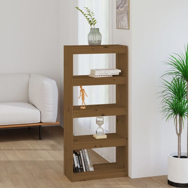 vidaXL Knižnica/deliaca stena medová 60x30x135,5 cm masívna borovica