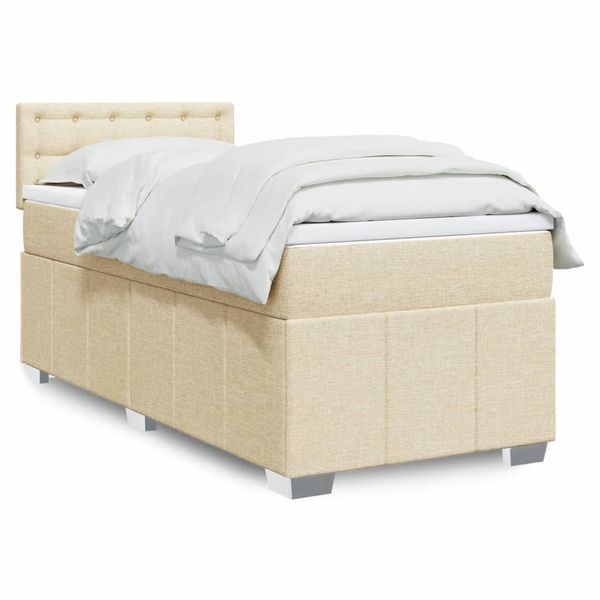 vidaXL Boxspring posteľ s matracom krémová 100x200 cm látka