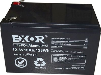 LiFePO4 12,8V 10Ah batéria EXOR LFP R925A