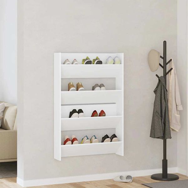 vidaXL Nástenné skrinky na topánky 2 ks, biele 80x18x60 cm