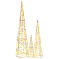 vidaXL Vianočný stromček 3 ks 90 LED Teplá biela 20 x 20 x 80 cm PET