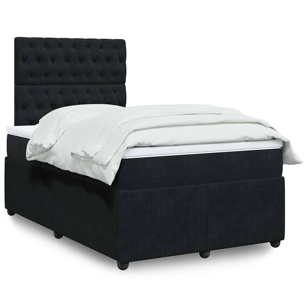 vidaXL Boxspring posteľ s matracom čierna 120x190 cm zamat
