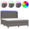 vidaXL Boxspring posteľ s matracom a LED sivá 180x200 cm umelá koža
