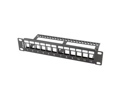 Lanberg patch panel 12 portov 1U s organizérom pro keystone moduly čierny