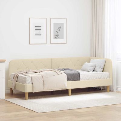 vidaXL Rohový rám postele Krémová 80 x 200 cm látka