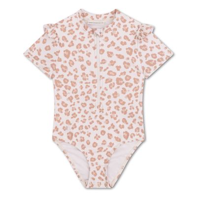 Plavky s krátkym rukávom s UPF 50+ Beige Leopard
