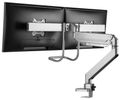 Neomounts Select  NM-D775DXSILVER / Flat Screen Desk mount (10-32") desk clamp/grommet / Silver Držák, VESA, stolní, pro 2 ploché monitory, úhloprícka 10"-32", náklon 20°, otácení 360°, rotace 360°, nosnost 16kg, stríbrný