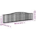 vidaXL Oblúkové gabionové koše 3 ks 400x30x80/100cm pozinkované železo
