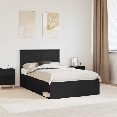 vidaXL Rám postele Čierna 135 x 190 cm Masívne borovicové drevo