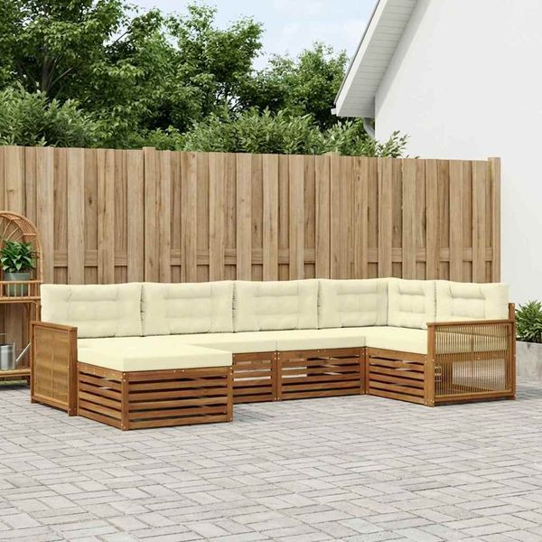 vidaXL Záhradná súprava gaučov s vankúšom 6 pcs Prírodná a krémová