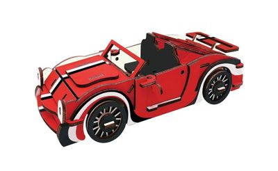Woodcraft Drevené 3D puzzle Červený kabriolet