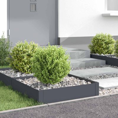 vidaXL Obrubník trávnika 4 ks 60 x 60 x 20 cm Oceľ Antracitová