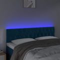vidaXL Čelo postele s LED tmavomodré 144x7x78/88 cm zamat