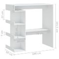 vidaXL Barový stôl+regál, biely 100x50x101,5 cm, kompozitné drevo