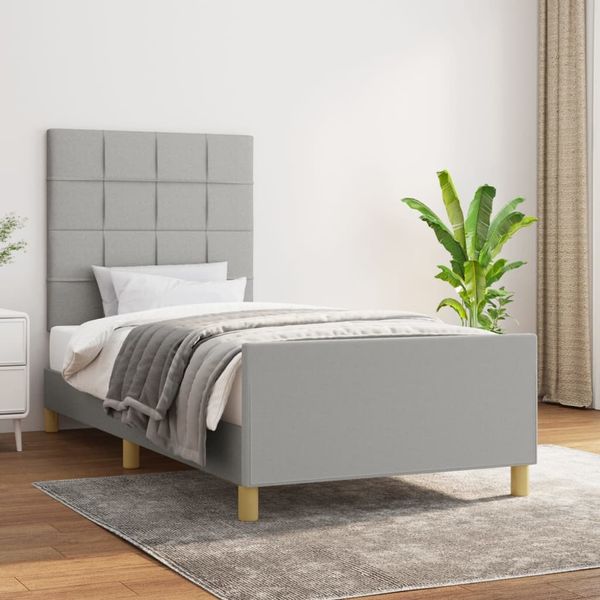 vidaXL Posteľ bez matraca bledosivý 90x200 cm látka