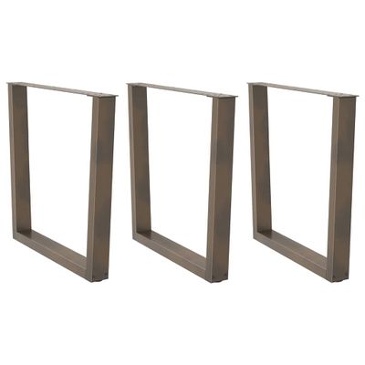vidaXL Nohy k jedálenskému stolu v tvare V, 3 ks, prírodná oceľ, 90 x (72-73,3) cm, oceľ