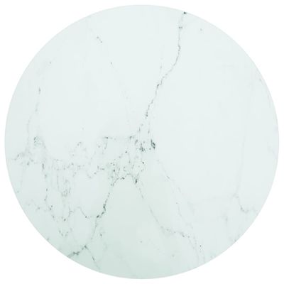 vidaXL Stolová doska, biela Ø70x0,8 cm, tvrdené sklo, mramorový dizajn