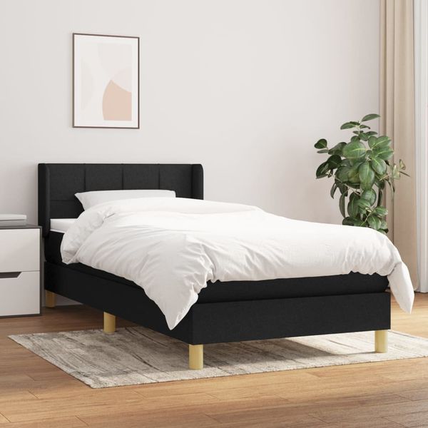 vidaXL Posteľný rám boxspring s matracom čierny 90x200 cm látka