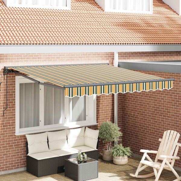 vidaXL Rám markízy Zelená a žltá 350 x 250 cm Polyester s PU povrchom