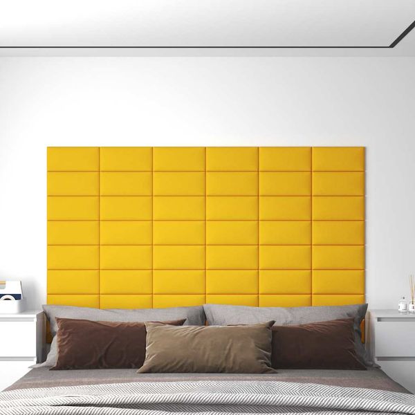 vidaXL Nástenné panely 12 ks žlté 30x15 cm zamat 0,54 m²