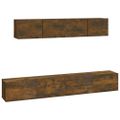 vidaXL 4-dielna súprava TV skriniek dymový dub spracované drevo
