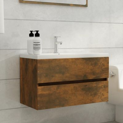 vidaXL Umývadlová skrinka dymový dub 80x38,5x45 cm spracované drevo