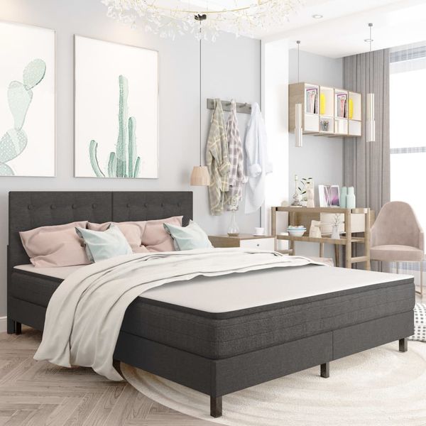vidaXL Posteľ boxspring tmavošedá látková 180x200 cm
