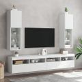 vidaXL TV skrinka s LED svetlami biela 30,5x30x102 cm