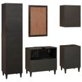 vidaXL Set kabinetov do kúpeľne 5 ks Čierna a mosadz 38 x 33 x 160 cm