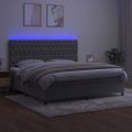 vidaXL Posteľ boxsping s matracom a LED bledosivá 200x200 cm zamat