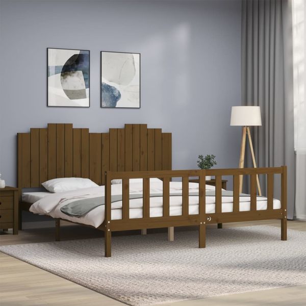 vidaXL Rám postele s čelom medovohnedý 180x200 cm masívne drevo
