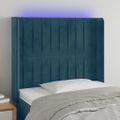 vidaXL Čelo postele s LED tmavomodré 103x16x118/128 cm zamat