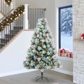 vidaXL Umelý vianočný stromček Zelená a biela 240 cm PVC, kov a plast