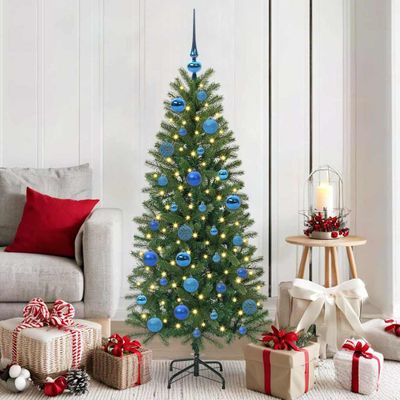vidaXL Súprava vianočných ozdôb s 150 LED-i 61 pcs Modrá Plast