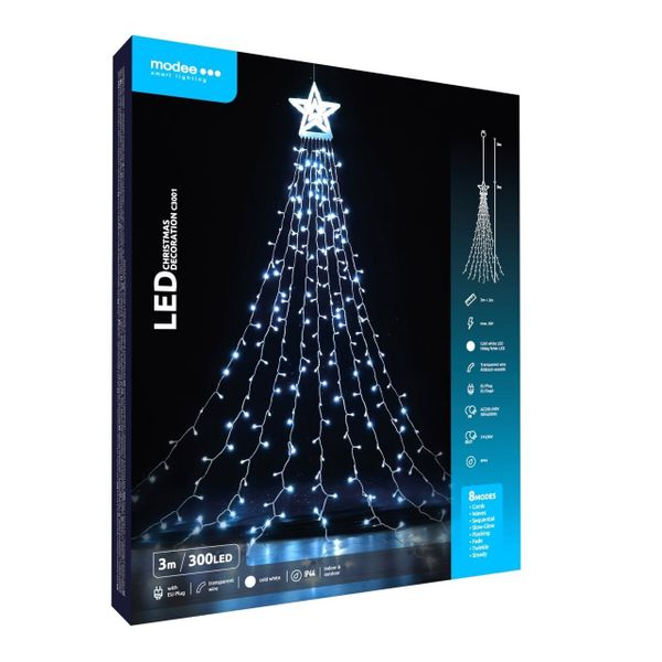 Modee LED dekoračné svetlo s adaptérom (300LED/3m) studená biela (ML-C3001)