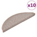 vidaXL Schodové rohože 10 ks 56x17x3 cm svetlohnedé polkruhové