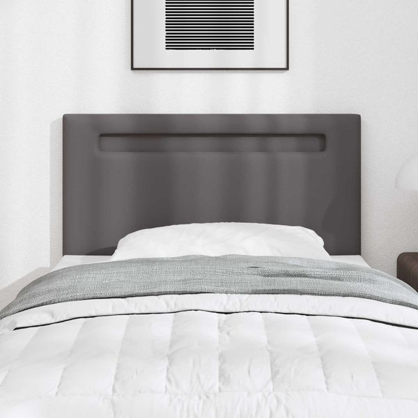vidaXL LED hlavová doska Sivá 90 cm Umelá koža