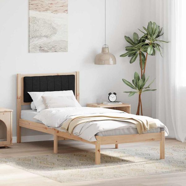 vidaXL Rám postele s čalúneným čelom Čierna 80 x 200 cm