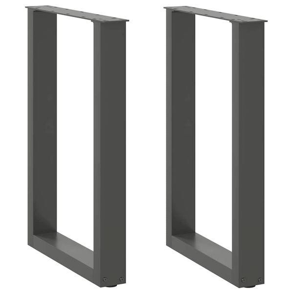 vidaXL Nohy k jedálenskému stolu v tvare U, 2 ks, antracitové, 50 x (72-73) cm, oceľ